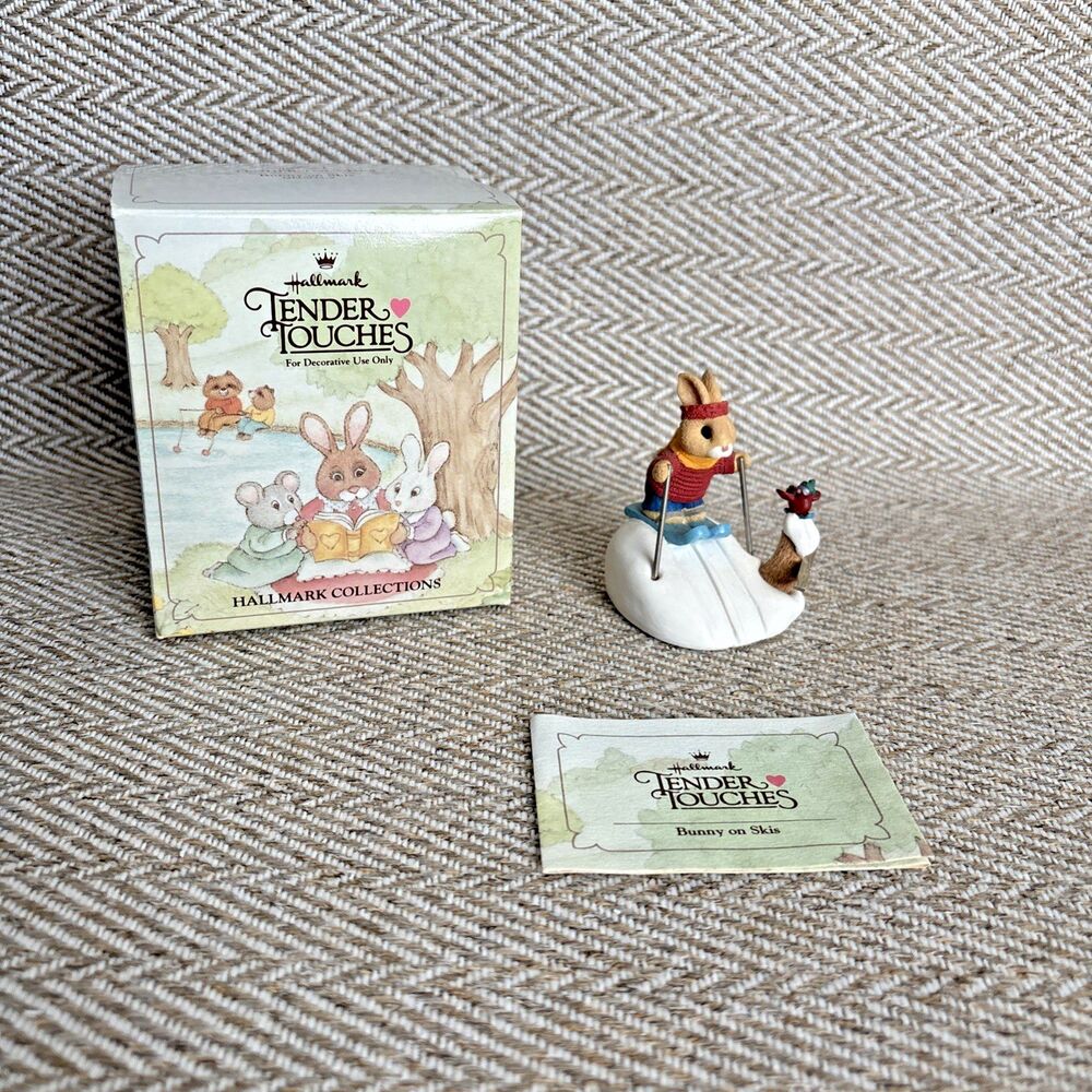 Vintage 1991 Hallmark Tender Touches Figure Bunny‎ On Skis QEC935-9